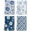 Arquiel Set 4 Strofinacci Cucina, Boho Fiori Blu 100% Cotone Canovacci Senza Pelucchi Asciugamani Durevole Riutilizzabili Panni Cucina Decorazione Regali di Vacanza 48 cm x 70 cm