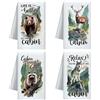 CUTHOLLOW Set di 4 Asciugamano con Motivo di Fauna Selvatica Della Foresta - Morbidi e Assorbenti - Asciugamani Decorativi in Microfibra, Strofinacci Originale per Cucina, Bar, Casa, Compleanno