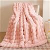 GKXLH Coperta Peluche Coperta Soffice - Coperte morbide Coperta di lanci per il letto, Caldo accogliente divano tiro, coniglio coperte di pelliccia sintetica e coperte per letto divano Sofa (Rosa)