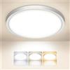 Tyreses Plafoniera LED Soffitto, 1500LM Lampada da Soffitto Ultrasottile, 3000K/4000K/6500K, Moderna IP44 Impermeabile Plafoniera Lampada per Soggiorno, Bagno, Camera da Letto, Cucina, Ø18CM