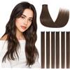 SEGOHAIR Extension con clip in capelli veri, 6 pezzi, clip singolo, extension con highlights, estensione capelli liscia, naturale per donne, marrone scuro#02, 40 cm, 40 g