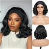 LDJOY Parrucca sintetica da 30,5 cm, senza colla, con attaccatura dei capelli naturale, densità 150%, capelli umani neri ondulati, facili da installare in 2 minuti, per tutti i giorni e feste