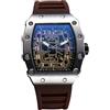 RORIOS Orologio Quarzo da Uomo Orologi da Polso Moda Tonneau Orologi Luminosi Analogico Orologi Casual Sportivo con Calendario Argento Caffè