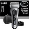 Braun Series 8 rasoio elettrico da uomo, testa di precisione 4+1 e trimmer, SensoAdapt per qualsiasi densità di barba, rasoio con batteria da 60 minuti, supporto di ricarica, rasoio bagnato e asciutto