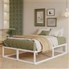 EMODA Letto Matrimoniale 160 x 190 alta 36 cm con supporto a doghe in acciaio, Struttura Letto in Metallo Resistente Piattaforma Solida, Silenziosa, Facile Montaggio, Bianco