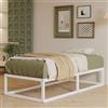 EMODA Struttura Letto 90 x 190 alta 36 cm con supporto a doghe in acciaio, Letto in Metallo Resistente Piattaforma Solida Ampio Spazio di Archiviazione, Silenziosa, Facile Montaggio, Bianco