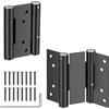 Ranbo (2 pz) Cerniera Doppia Azione 76mm,Acciaio inox massiccio ispessito (Max 30kg), Regolabile e Autochiudente,nero,per Porte a Battente,Saloon, Bar,Ristoranti,Cucine,Banconi,Uso Interno/Esterno