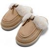JOMIX Pantofole Donna Invernali Ciabatte da Casa Calde e Morbide con Pelliccia Dettagli Ricamati Slippers da Interno Eleganti per Inverno Suola Antiscivolo in PVC Leggero WIS255225 Verde Oliva 36/37
