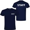 Generico T-shirt in cotone con scritta STAFF davanti e dietro (Blu Navy, S)