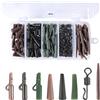 Elionless Set per pesca alla carpa, con manicotti anti-groviglio, coda, gomma, a cambio rapido, per pesca alla carpa, attrezzatura (verde, 50 pezzi) (mix 120 pezzi)