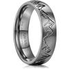 King Will Anello nuziale in acciaio inox 316L per uomo e donna - Anello da 6 mm in grigio fucile, superficie spazzolata con motivo montagna, vestibilità comoda, gioiello per tutti i giorni 54.3 (17.3)
