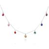 namana Collana Donna in Argento Sterling 925 Rodiato con 7 Ciondoli a Goccia Multicolore, Girocollo con Zirconi Arcobaleno, Collana Regolabile 40+5 cm