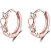 Reffeer Orecchini a cerchio in argento Sterling 925 con zirconi Tiny Double Love Heart per donne e ragazze orecchini Sleeper Huggie, Argento sterling, Zirconia cubica
