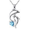 REDSUN Collana da donna in argento Sterling 925, con ciondolo a forma di delfino in argento Sterling 925, con cuore blu, cristallo/pietra di luna, per donne, ragazze, regalo di compleanno, festa della