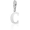 Aka Gioielli® - Charm Lettera C in Argento Sterling 925 Rodiato Ciondolo Iniziali Alfabeto