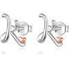 CELESTIA Orecchini Piccoli Donna con Iniziale Orecchini punto Luce Argento 925 Or Rosa Regalo Comunione Bambina Ragazza
