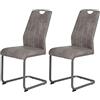 Hela Tische, Christina - Set di 2 sedie cantilever per sala da pranzo, in microfibra effetto vintage colore grigio, struttura in metallo grigio, schienale con impugnatura