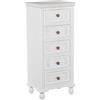 DRW Sinfonier con 5 cassetti in legno MDF bianco e crema 93x40x30 cm