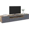 Dmora - Mobile porta TV Jesse, Credenza bassa da soggiorno a 3 ante, Base porta televisione, 100% Made in Italy, cm 200x40h37, Acero e Ardesia
