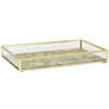 DRW Set di 2 vassoi rettangolari in metallo e vetro in oro 25x15x3 cm