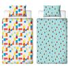 Character World LEGO - Set copripiumino singolo con motivo a mattoni, reversibile, 2 lati, colore blu, con federa coordinata LEGO Design per letto singolo