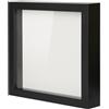 Muzilife Cornice a vetrina con pannello in lino, 20,3 x 20,3 cm, profonda, in legno e vetro, pronta da appendere, per riporre ricordi, cimeli sportivi, spille, premi, medaglie, biglietti e foto (nero)