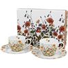 DUO FLORAL Set di 2 tazze da caffè da 90 ml Wild Bird con piattini, New Bone China Porcellana