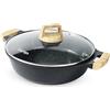 GiPP Tegami da 32 cm Pentola Antiaderente Tutti Fornelli y Induzione | Struttura in Alluminio Pressofuso, Grande capacità, Saltare in Padella, Soffriggere, Stufare, Friggere, Lavastoviglie