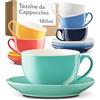 Cosumy Set 6 Tazze Cappuccino Multicolore con Piattini - 180ml Ceramica Mantiene il Calore - Tazze Caffè Impilabili & Lavastoviglie - Tazza Cappuccino con Manico - Tazzine Caffè - Scatola Regalo