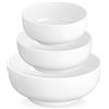 MALACASA Set di 3 Ciotole in Porcellana da 800/1780 / 3400 ml, Ø 15,3/20,5/25,5 cm, Ciotole Rotonde per Insalata, Frutta, Zuppe, Brodo e Colazione, Bianche, Adatte per Lavastoviglie e Microonde