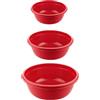 BORNSHINE Set di 3 Bacinelle Rotonde in Plastica senza BPA - Bacinella Bucato 5L, 7,5L e 10,5L - Bacinella Grande e Catino per Bucato - Contenitore Multiuso per Lavaggio, Pulizia e Giardino (rosso)