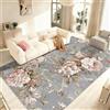 WQMMD Tappeto Salotto Lavabile 160x230cm Moderno Pelo Corto Morbido Antiscivolo Tappeto Vintage Motivo Floreale Tappeto Persiano per Cucina ,Camera da Letto, Sala, Ufficio e Soggiorno (Grigio/Rosa/Verde)