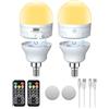 I-SHUNFA Lampadina Ricaricabile USB-C con Telecomando,AC100-240V E14 LED 7W,3 Colori Dimmerabile Touch Control Lampadine Ricaricabile con Timer e Batteria,2000mAh Luce di Emergenza con Magnetico,2 Pack