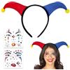 YUPDFGB Accessorio Costume Clown - Cerchietto e 2 Tatuaggi Viso, Set Completo per Feste di Halloween e Carnevale, Tatuaggi Temporanei per Halloween Carnevale Cosplay