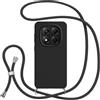 Jrkvniv Cover con Cordino per Xiaomi Redmi Note 14 PRO 5G/Poco X7 5G, Custodia con Laccio Collana Tracolla Collo Silicone Antiurto TPU Opaca Protettiva Case per Redmi Note 14 PRO/Poco X7 5G 6.67,Nero