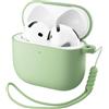 ORNARTO Cover Silicone per AirPods 4 (2024), Protezione per AirPods 4 Generation [con Laccio], Custodia Airpods 4 [Protezione Completa]-Verde Chiaro