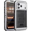 Beeasy Cover per iPhone 17 Pro Max IP68 Impermeabile Custodia Militare Antiurto Resistente 360° Metallo Armor Protezione Schermo Integrata Rugged Robusta Indistruttibile Subacquea Antipolvere Argento