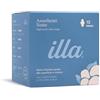 Illa Care illa Assorbenti Notte - Assorbenti Anatomici con Ali - Superficie in Cotone al 100% - Per Primi Giorni del Ciclo o Periodi di Flusso Abbondante - Protezione Giorno e Notte - 1 Confezione da 12 Pezzi