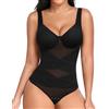 Niwicee Body Contenitivo Modellante Donna Shapewear Bodysuit Pancia Piatta Guaina Contenitiva Perizoma Intimo Snellente Shaper Shaping Spallino Regolabile Mesh Fajas (Nero, L)