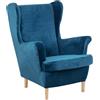 Meigeh Copripoltrona con Orecchie Elasticizzato Fodere poltrona con ala Copripoltrona 1 Posto con Orecchie Copertura della sedia dell'orecchio Velluto Blu tibetano