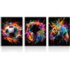 Dazzlewall 3pcs Graffiti Boys Room Wall Art, Immagini colorate di calcio cuffie gamepad per camera da letto adolescenti stanza dei giochi ragazzo dormitorio home decor 30x40 cm senza cornice