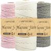 AHPYEUHK 3mm Filo per Macrame 3 rotoli Set di Corda Macrame 300m Corda Macrame Naturale, Macramè Filo Morbido per Arazzi, Appendini per Piante, Artigianato Fai da Te (grigio scuro beige rosa chiaro)
