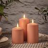 Lights4fun TruGlow® Set di 3 Candele Terracotta con LED Bianco Caldo Senza Fiamma a Pile con Timer e Telecomando Resistente alle Intemperie Decorazione per Esterni