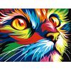 OWN4B Kit per punto croce su tela stampata con gatto colorato, 11 ct, 36 x 46 cm, kit per ricamo fai da te (gatto)