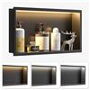 Bernkot Nicchia da parete in acciaio inox con LED, doccia con illuminazione per bagno, nicchia da incasso con regolazione della temperatura del colore per bagno, 30 x 60 x 10 cm, colore nero