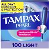 Tampax Pearl Tampons - Assorbenti leggeri, 100 pezzi, applicatore in plastica senza BPA e treccia salvagoccia, inodore, 50 pezzi, confezione da 2 (100 pezzi totali)