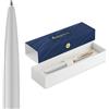 Waterman Impression Penna a sfera | Punta media con ricarica inchiostro blu | Lacca bianca con finiture placcate in oro | Confezione regalo