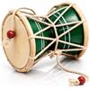 The Great Indian Bazaar Global Village Bazaar, Damaru popolare indiano classico in legno e pelle fatto a mano, tamburo a mano, set di percussioni, collezione decorativa, mondo musicale, strumenti musicali, Verde, 7 cm