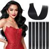 SEGOHAIR Extension con clip in capelli veri, 6 pezzi, Single Clip, Extension per capelli con Highlights, Extension liscianti naturali per donne e ragazze, Nero#01, 35 cm, 36 g