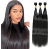 Salharer Extension Capelli Veri Tessitura Straight Human Hair Bundles Unprocessed Real Hair 2 Extensions Double Weft Remy Natural Black Color for woman 30 32 34 Inch